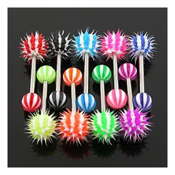 Piercing Piercingate Piercing do jazyka PCI00200 - Barva/Motiv: Bílá/Fialová