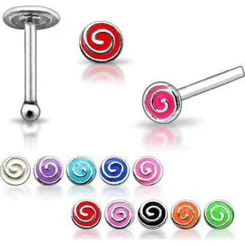 Piercing Piercingate Piercing do nosu (stříbro 925/1000) - spirála PNO00184 - Materiál: Stříbro, Ryzost: 925/1000, Barva/Motiv: Modrá