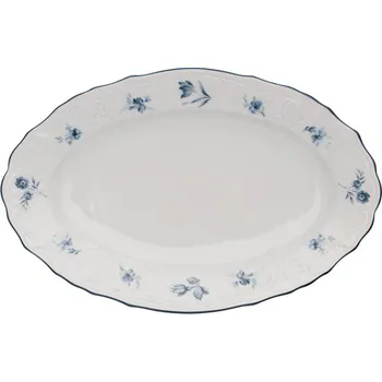 Thun 1794 Mísa oválná, 26 cm, český porcelán, Bernadotte, modré růžičky, Thun