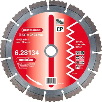 Řezný kotouč METABO DIAMANTOVÝ ŘEZNÝ KOTOUČ, 230X2,5X22,23MM, „PROFESSIONAL“, „CP“, BETON 628134000