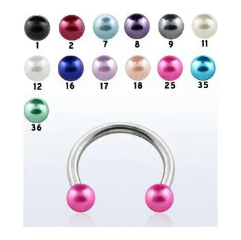 Piercing Piercingate Podkova s kuličkami PPO00057 - Barva/Motiv: Tmavě modrá, Průměr podkovy: 10 mm, Průměr tyčky: 1,2 mm