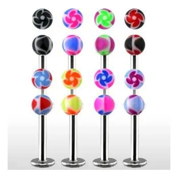 Piercing Piercingate Labreta s kuličkou - s motivem PLA00137 - Barva/Motiv: Zelená