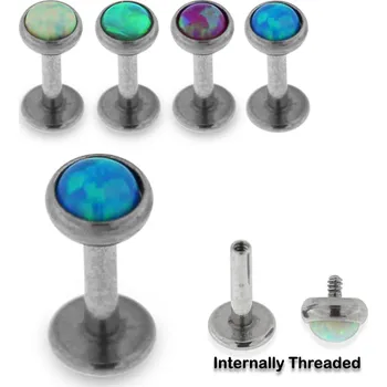 Piercing Piercingate Labreta s opalovým kamínkem PLA00232 - Barva/Motiv: 2, Délka tyčky: 6 mm, Kuličky: 3 mm, Průměr tyčky: 1,2 mm