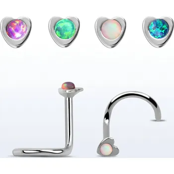 Piercing Piercingate Piercing do nosu - srdíčko PNO00232 - Barva/Motiv: Růžová, Průměr tyčky: 0,8 mm