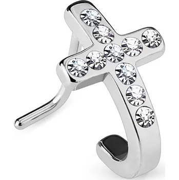 Piercing Piercingate Piercing do nosu - kříž PNO00244 - Barva/Motiv: Růžové zlato/Čirá, Délka tyčky: 6 mm, Průměr tyčky: 0,8 mm