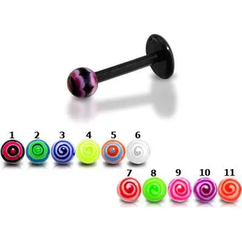 Piercing Piercingate Labreta s kuličkou PLA00163 - Barva/Motiv: 5, Délka tyčky: 8 mm, Průměr tyčky: 1,2 mm