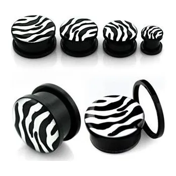 Piercing Piercingate Plug do ucha - bílý tygr PTP00111 - Průměr Tunely, plugy, roztahováky: 10 mm