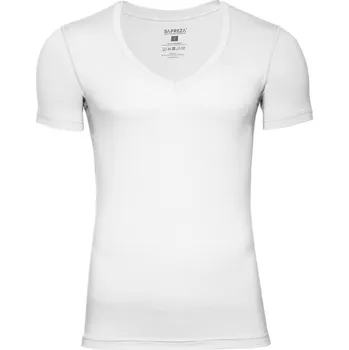 SAPREZA Bílé tričko pod košili - hluboký výstřih L