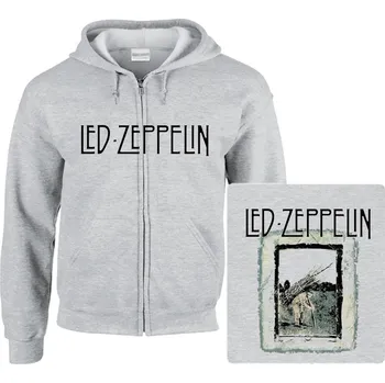 Pánská mikina šedivá mikina s kapucí a zipem Led Zeppelin - Untitled