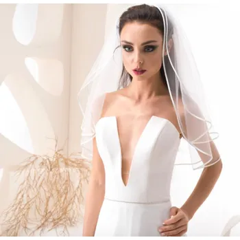 Ozdoba do vlasů Závoj se saténovým lemem - krémová