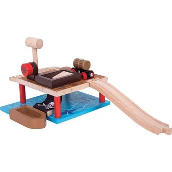 Vláček a vláčkodráha Bigjigs Rail dřevěná vláčkodráha Nakládání barelů