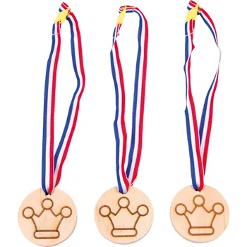 Dřevěná hračka Dřevěná medaile korunka 3 ks