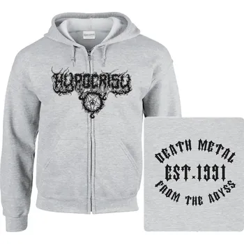 Pánská mikina šedivá mikina s kapucí a zipem Hypocrisy - Death Metal Est. 1991