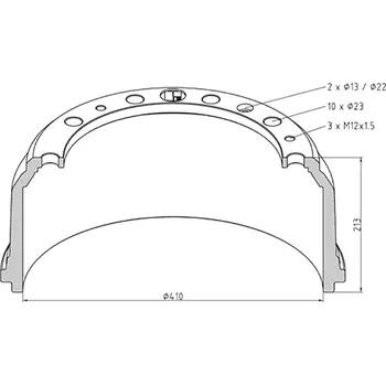 Brzdový komplet Brzdový buben MAN / Mercedes 410x160 - přední