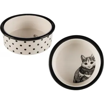 Miska pro psa Trixie Keramická miska Zentangle pro kočky 0,3l/12 cm bílo/černá