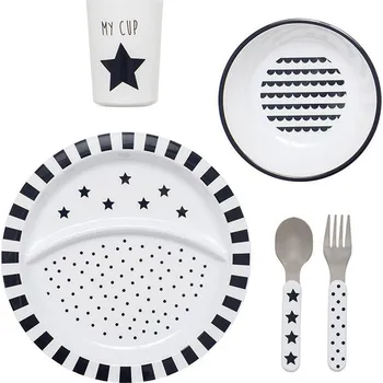 dětská jídelní sada JaBaDaBaDo Jídelní sada Černobílá