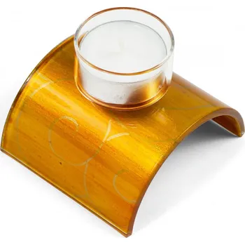 Svícen Skleněný svícen na čajovou svíčku jantarový