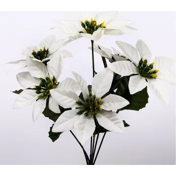 umělá květina Poinsettia kytice 37cm bílá (CCL-025)