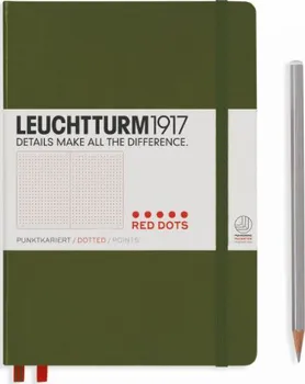 Zápisník Leuchtturm1917 Red Dots Army Medium tečkovaný