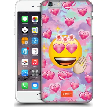 Pouzdro na mobilní telefon Plastové pouzdro pro mobil Apple Iphone 6 PLUS / 6S PLUS smajlík oficiální kryt EMOJI velký smajlík růžová srdíčka (Obal, kryt na mobil z plastu Apple Iphone 6 PLUS / 6S PLUS originální vzor EMOJI žlutá barva zamilovaný smajlík)