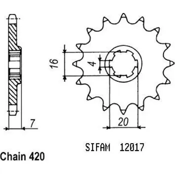 Motodíl Sifam Přední řetězové kolečko Sachs