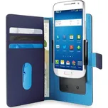 Pouzdro Puro Flipové univerzální/nastavitelné s přihrádkou na karty pro telefony do 4,7" (L) modré