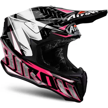 Helma na motorku Airoh Twist Iron černá/růžová