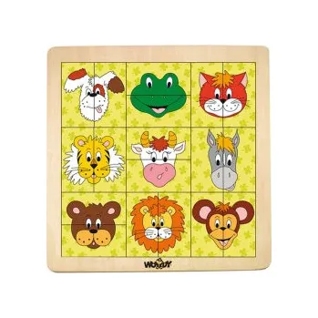 Dřevěná hračka Woody Skládanka Zvířecí hlavičky 91104