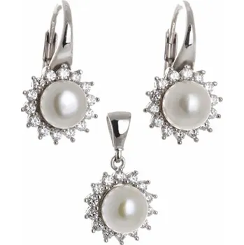 Souprava šperků Souprava šperků z bílého zlata s perlami ZLSS01F + DÁREK ZDARMA