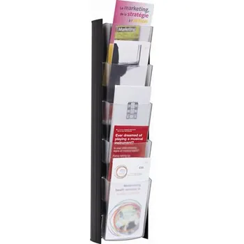 Věšák Držák, katalogový nástěnný, 5 přihrádek, černý