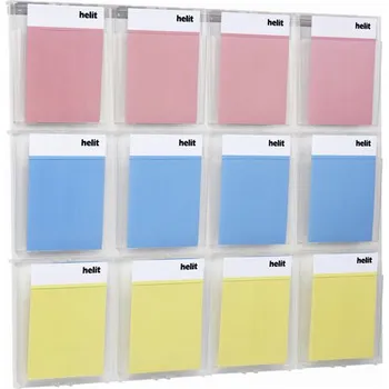 Kancelářské potřeby Stojan na katalogy, nástěnný, A4, 12 složek, HELIT "Placativ", průhledný