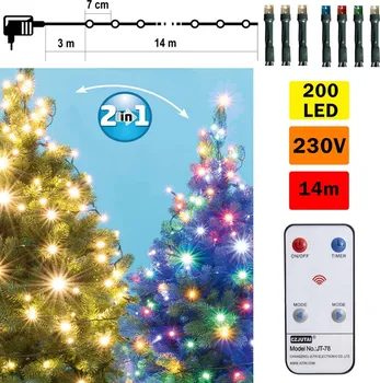 Vánoční osvětlení FK Technics FK0189 světelný řetěz 200 LED barevný