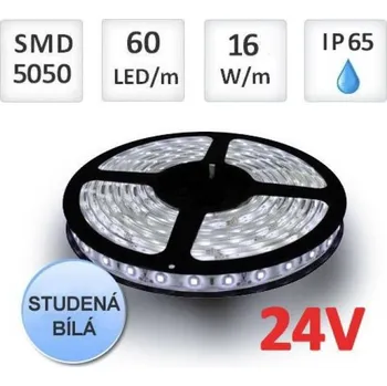 LED páska Optonica LED pásek 24V 5m 60ks 5054 16W/m silikon STUDENÁ BÍLÁ