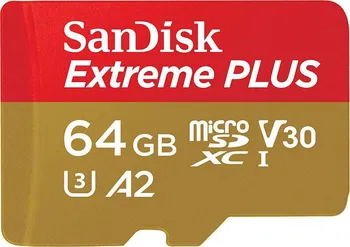 Paměťová karta SanDisk Extreme Plus micro SDXC 64 GB Class 10 UHS-I adaptér (SDSQXBZ-064G-GN6MA)