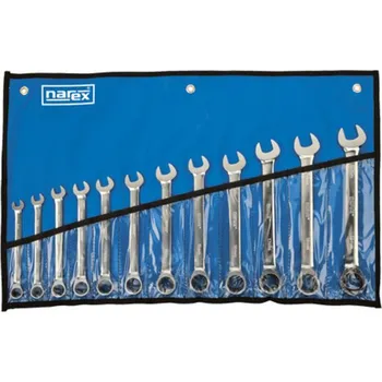 Ráčna 12 dílná PROFI sada ráčnových očkoplochých klíčů Narex 8-19mm, DIN3113, vinylové pouzdro (443000593)