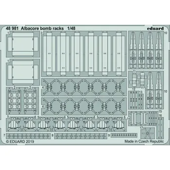 Plastikový model Eduard 1/48 Albacore bomb racks (TRUMPETER)