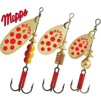 Nástraha MEPPS rotační třpytka Aglia Décorées Gold Red Dot velikost: 2/4,5 g