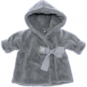 Kojenecká bunda šedý chlupatý kabátek zavinovacího střihu