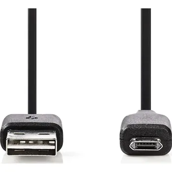 Datový kabel NEDIS USB 2.0 Kabel na Cesty | Micro B Zástrčka - A Zásuvka | 0,2 m | Černá barva
