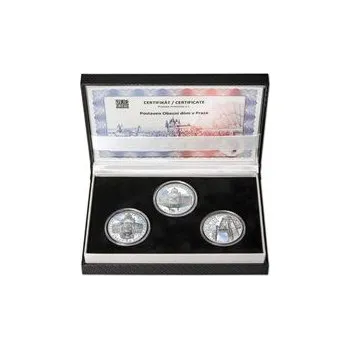 POSTAVEN OBECNÍ DŮM V PRAZE – návrhy mince 200 Kč - sada 3x stříbro 1 Oz Proof