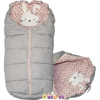 Fusak Ice Baby Luxusní dětský fusak 4v1 Králíček Šedá žíhaná/růžová 90/47 cm