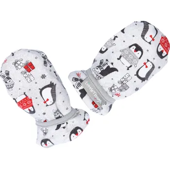 Rukavice hřejivé dvojité rukavičky s červenými tučňáky