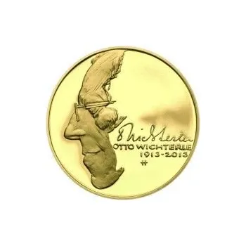 Nevydané mince Jiřího Harcuby - Otto Wichterle 34mm zlato Proof