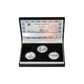 MOST V PÍSKU – návrhy mince 5000 Kč sada 3x stříbro 1 Oz patina