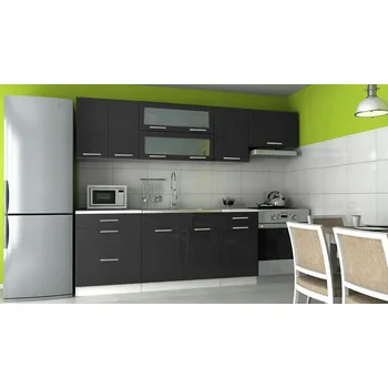 Kuchyňská linka Nábytek PEGAS s.r.o. Kuchyňská linka Dakota 240/180 černý lesk