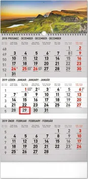 Kalendář Presco Group 3 měsíční krajina nástěnný kalendář šedý 2019