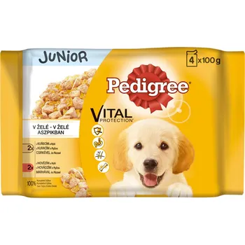Krmivo pro psa Pedigree kapsa Junior kuře+rýže/hovězí+rýže v želé 4 x 100 g