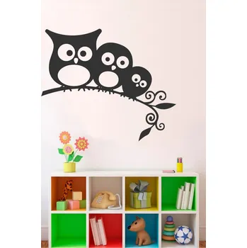 Samolepící dekorace Samolepka na zeď Sovy na větvi (dekorace na zeď)