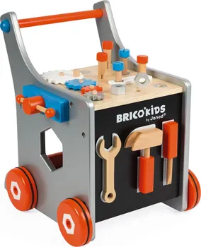 Herní stolek Janod BricoKids dřevěný vozík s magnetickými doplňky