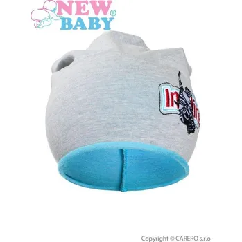 Módní doplněk NEW BABY Podzimní dětská čepička New Baby In-line šedo-tyrkysová Šedá 110 (4-5r)